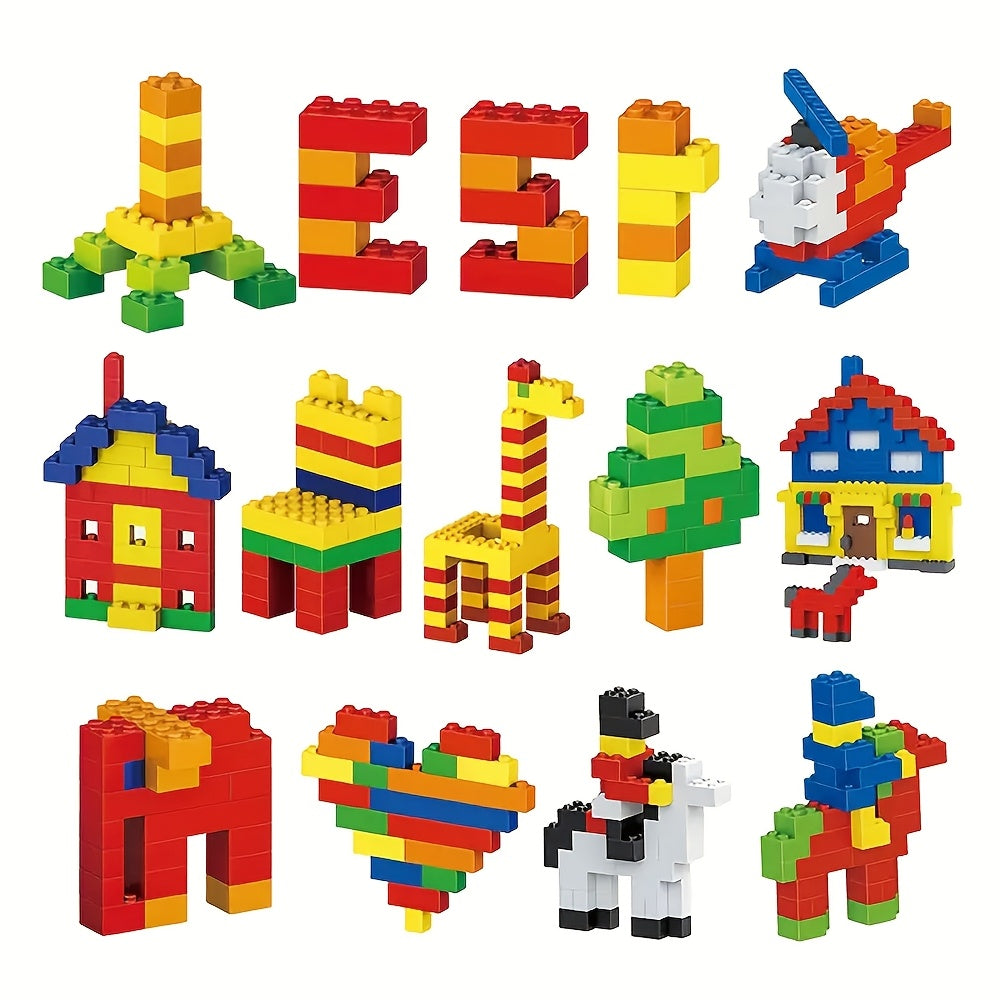 1200pcs Blocs de Construction Éducatifs pour Enfants, Jouets Puzzle, Blocs de Construction à Brancher, Adaptés pour Thanksgiving, Halloween, Noël, Cadeaux d'Anniversaire pour Garçons et Filles, Couleurs et Formes de Grains Aléatoires
